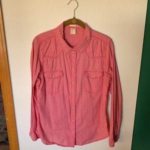 Levi’s red gingham western shirt with pearl snaps